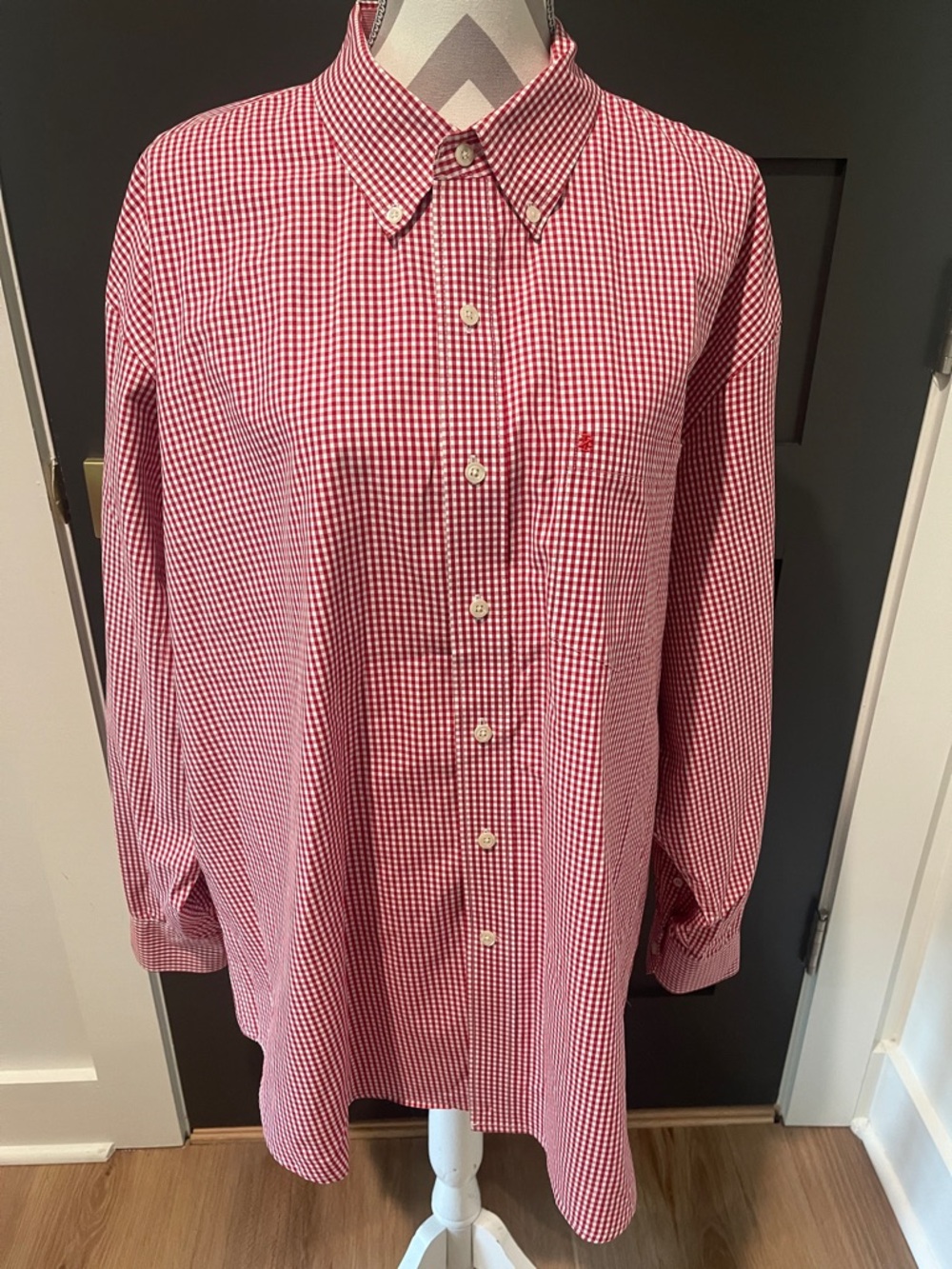 Izod Preppy Gingham Cotton Button Down Shirt Size XXL